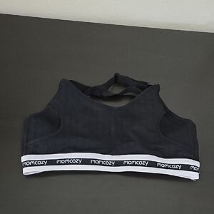 Momcozy Black Nursing Sports Bra with White Trim Size Medium